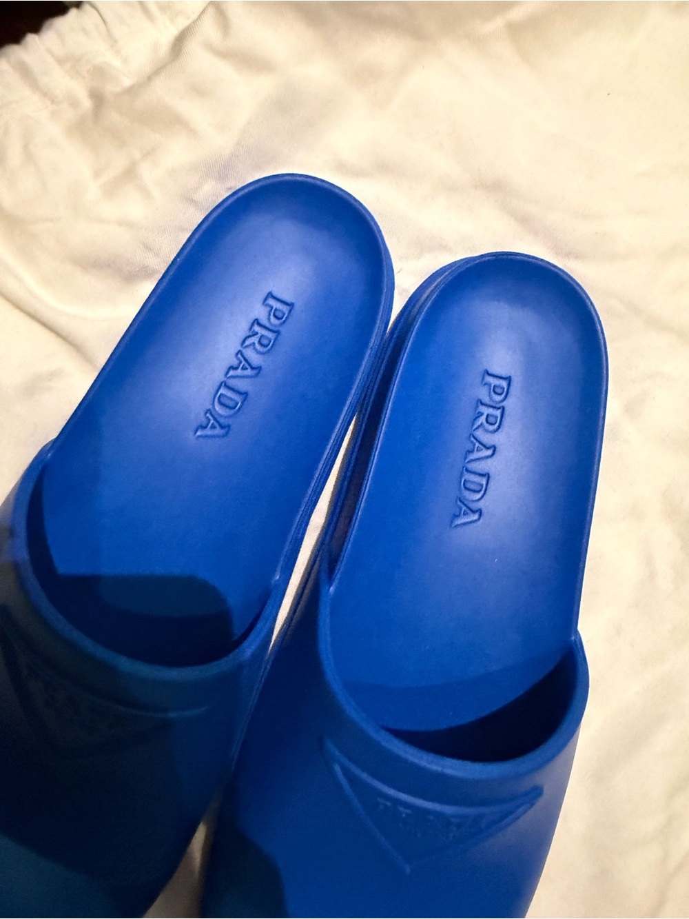 Prada Blue Rubber Slide Sandals NEW 37 - Picture 3 of 3